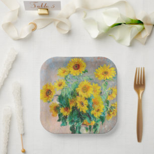 Bouquet of Sunflowers Claude Monet Paper Plates