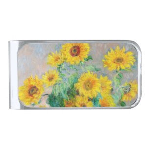 Bouquet of Sunflowers Claude Monet Silver Finish Money Clip