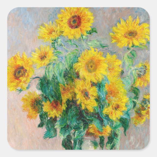 Bouquet of Sunflowers Claude Monet  Square Sticker (Front)