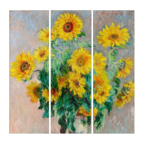 Bouquet of Sunflowers Claude Monet   Triptych