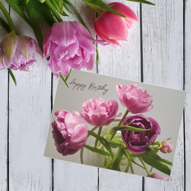 Bouquet of tulips. Happy birthday Invitation (Creator Uploaded)