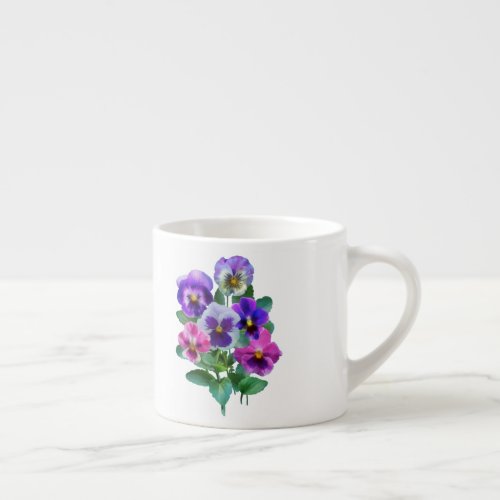 Bouquet of Violets Pansy Flower  Espresso Cup