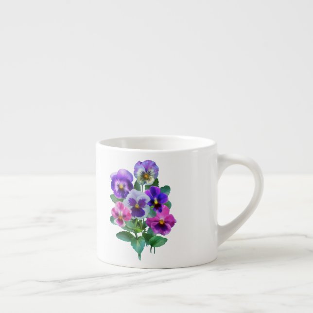 Bouquet of Violets Pansy Flower  Espresso Cup (Right)