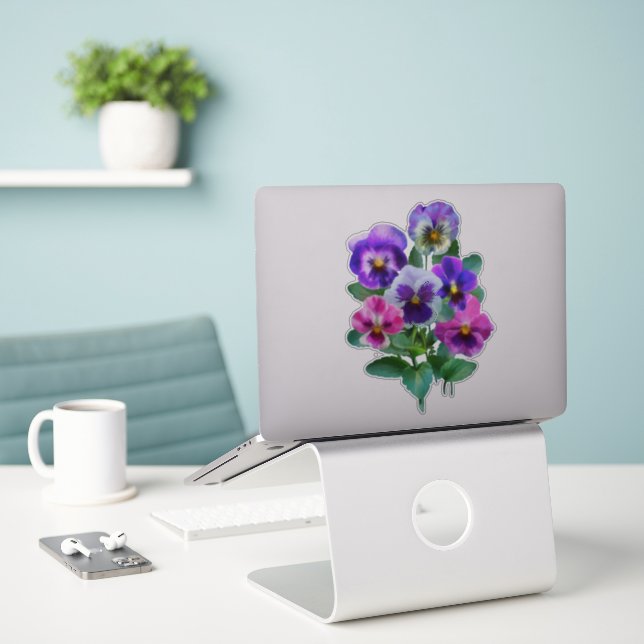 Bouquet of Violets Pansy Flower   Sticker (Laptop On Desk)
