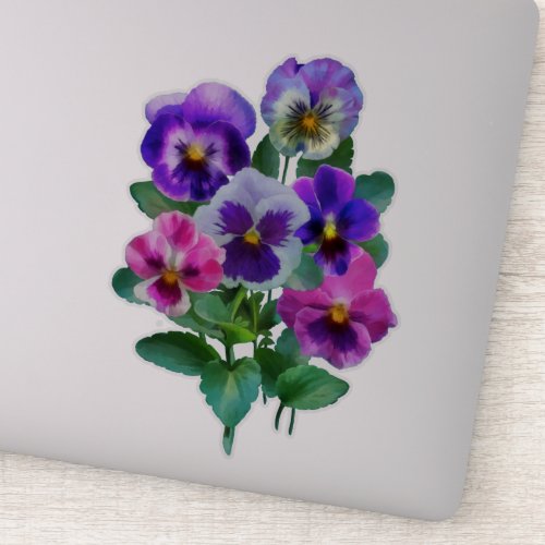 Bouquet of Violets Pansy Flowers  Sticker
