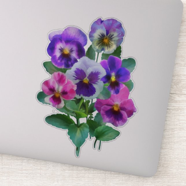 Bouquet of Violets Pansy Flowers  Sticker (Detail)