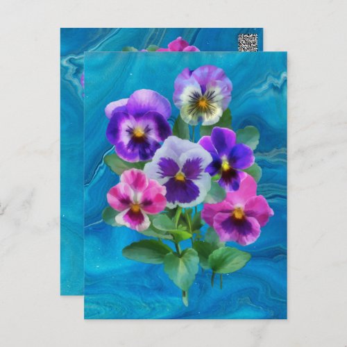 Bouquet of Violets Pansy Flowers THANK YOU Postcard