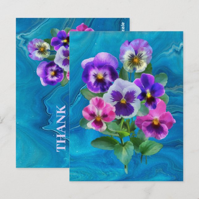 Bouquet of Violets Pansy Flowers THANK YOU Postcard (Front/Back)