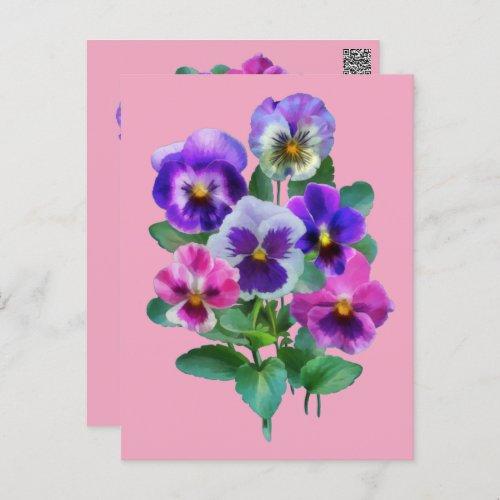 Bouquet of Violets Pansy Flowers THANK YOU Postcard