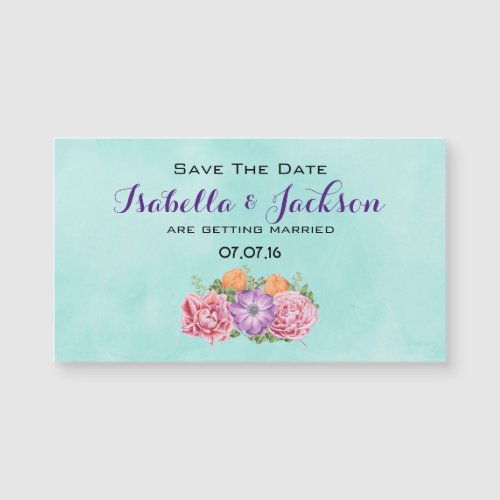 Bouquet of Watercolor Flower Wedding Save The Date