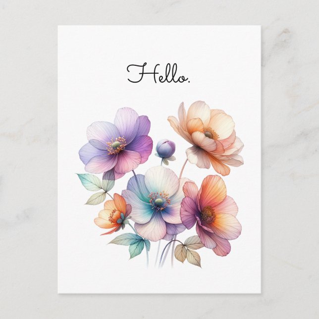 Bouquet of Watercolor Flowers Customizable Postcard (Front)