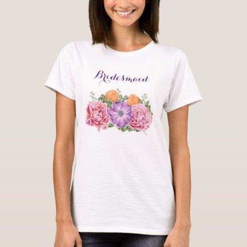 Bouquet of Watercolor Flowers Wedding Bridesmaid T_Shirt