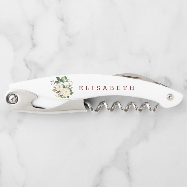 Bouquet of White Roses Waiter's Corkscrew (Front)