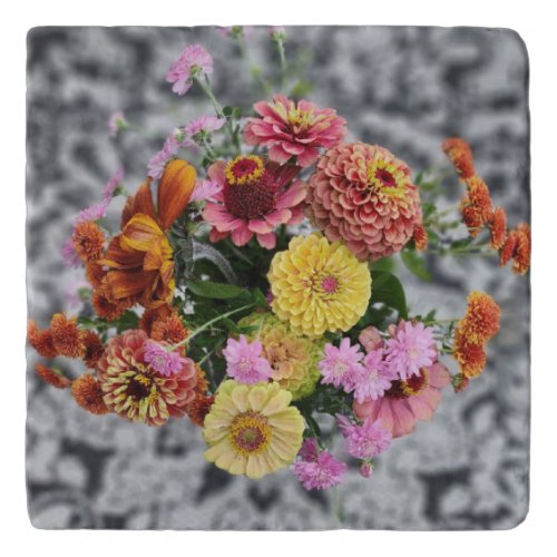 Bouquet of Zinnia and Marigolds Wireless Charger Trivet