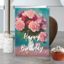 Bouquet Pink Spring Carnations in Vase Birthday Card