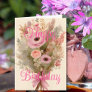 Bouquet Pink Spring Flowers Happy Birthday Card