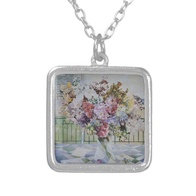 Bouquet Silver Plated Necklace (Front)