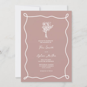Bouquet Swirl Pink Wedding Invitation