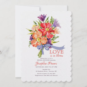 Bouquet With Blue Ribbon Invitation