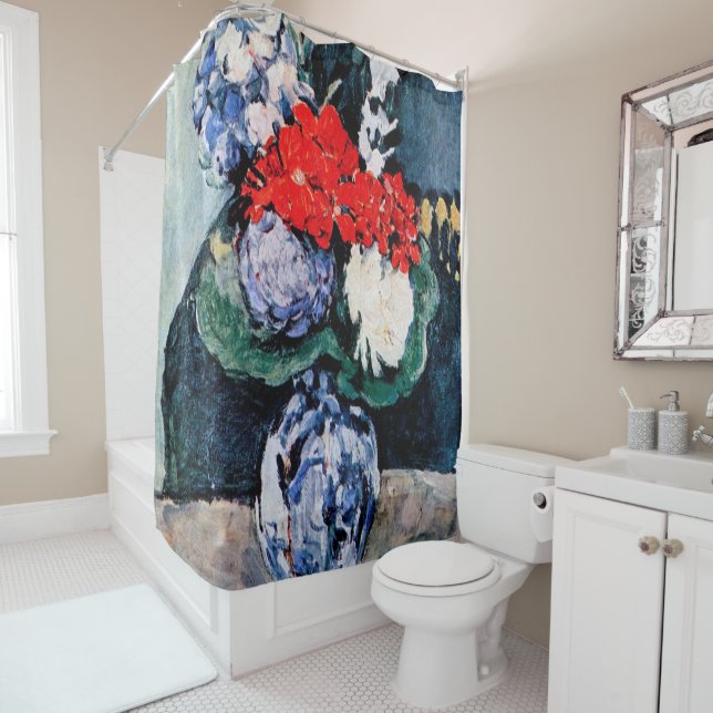 Bouquet with Little Delft, Paul Cezanne Shower Curtain (In Situ)