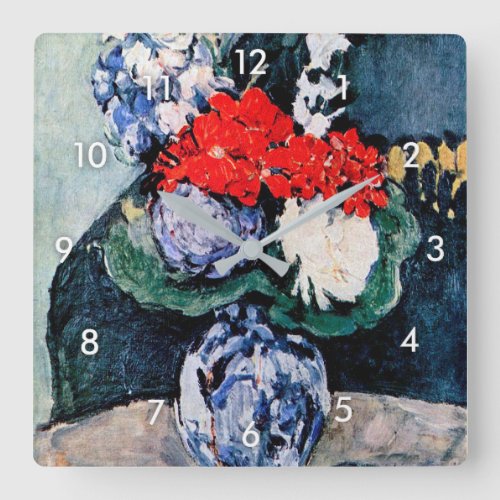 Bouquet with Little Delft Paul Cezanne Square Wall Clock