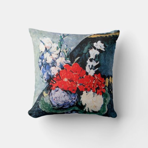 Bouquet with Little Delft Paul Cezanne Throw Pillow