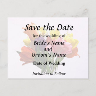 Bouquet With Tulips and Daffodils Save the Date Announcement Postcard