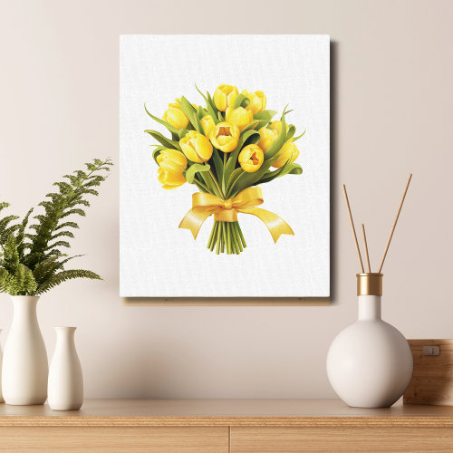 Bouquet Yellow Tulips Floral Flower  Canvas Print