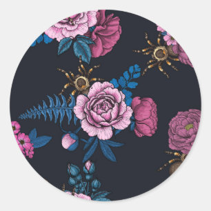 Bouquets and tarantula 2 classic round sticker
