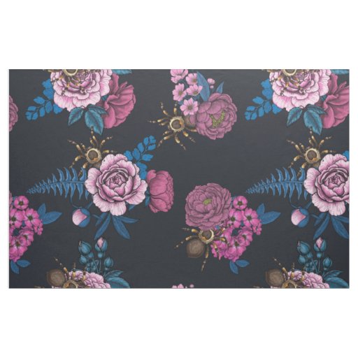 Bouquets and tarantula 2 fabric