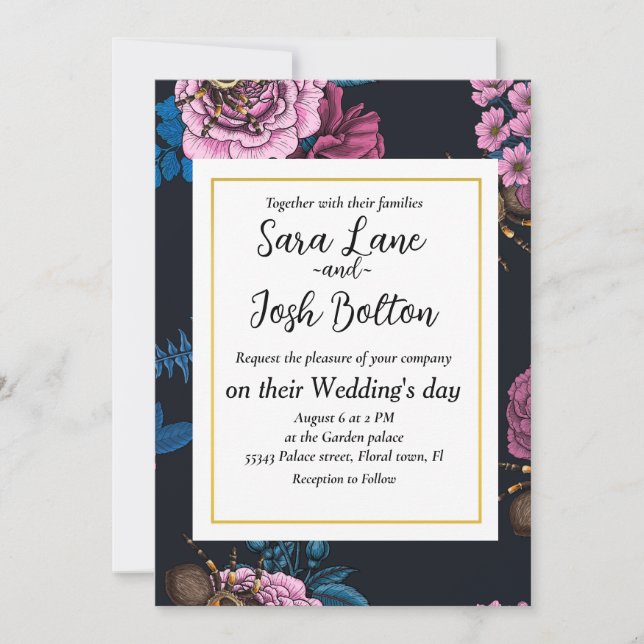 Bouquets and tarantula 2 invitation (Front)