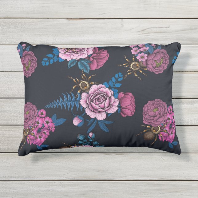 Bouquets and tarantula 2 outdoor pillow (Front)