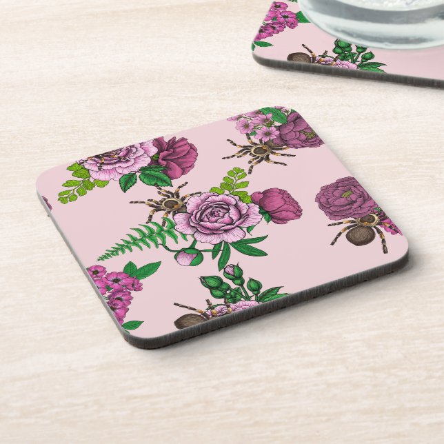 Bouquets and tarantula beverage coaster (Left Side)