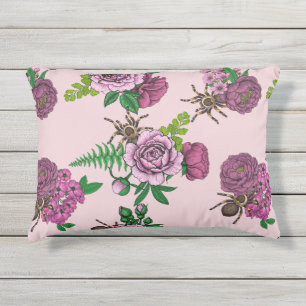 Bouquets and tarantula outdoor pillow