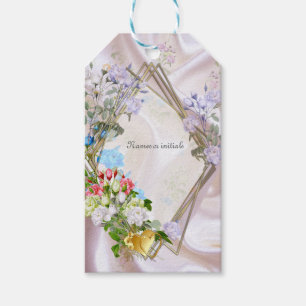 Bouquets of Multi-colour Roses  on Silk textures Gift Tags