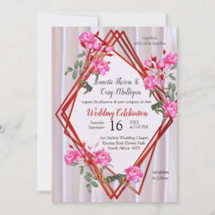 Bouquets of Multi-colour Roses on Silk textures Invitation