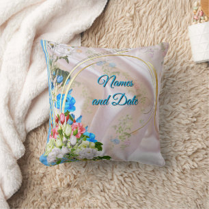 Bouquets of Multi-colour Roses on Silk textures Throw Pillow