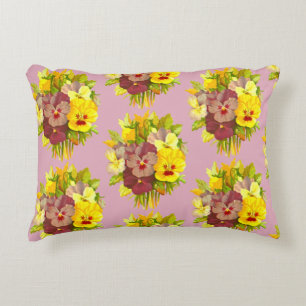 Bouquets of Pansy Flowers Accent Pillow