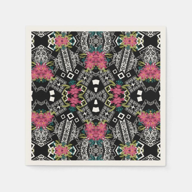 Bouquets of pink flowers flowers on a geometric napkins (Front)