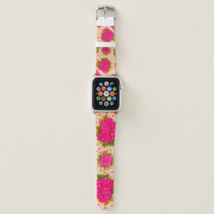 Bouquets of purple roses on a pale pink background apple watch band