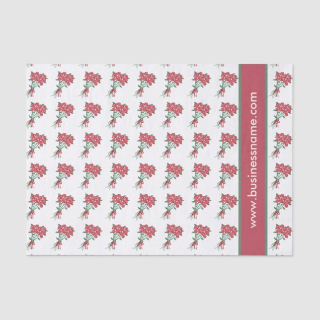 Bouquets of Red Roses Custom Text Tissue Paper (Front)