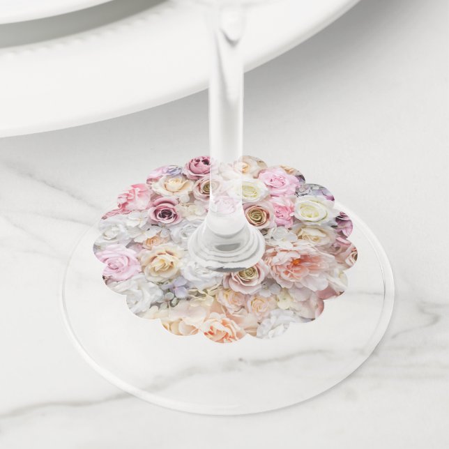 Bouquets of Roses 1 Wine Glass Tag (Close Up)