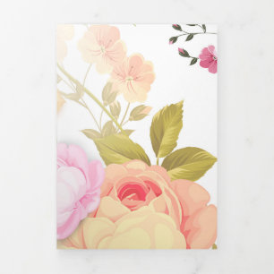 Bouquets of Roses 4 Tri-Fold Holiday Card