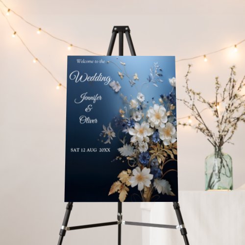 Bouquets of Silky Blue_White and Gold Edges Foam Board