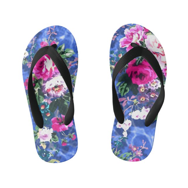 Bouquets with roses kid's flip flops (Footbed)