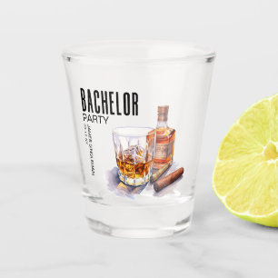 Bourbon and Cigar Bachelor Party Shot Glass