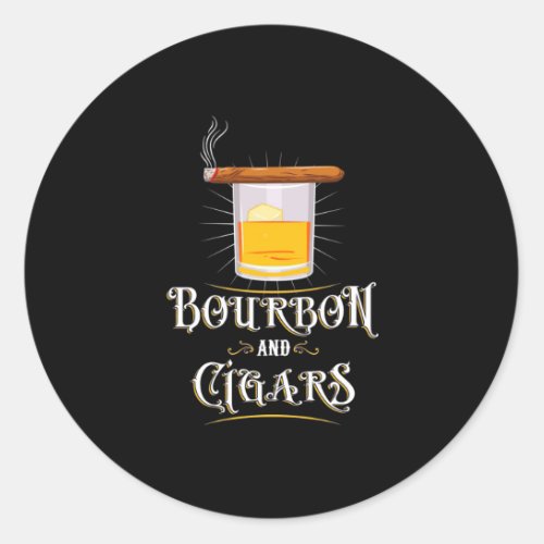 Bourbon And Cigars Classic Round Sticker