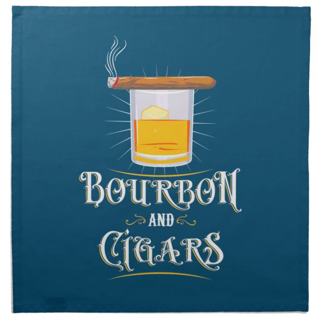 Bourbon And Cigars Cloth Napkin (Front)