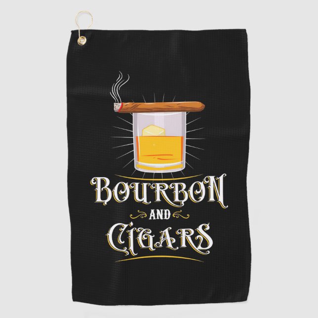 Bourbon And Cigars Golf Towel (Front)