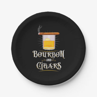 Bourbon And Cigars Paper Plates